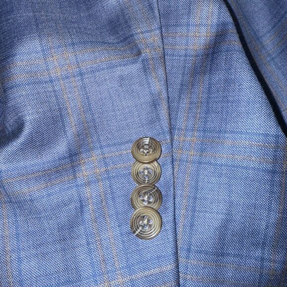 Jack Victor Big & Tall Super 130's Wool Powell Blazer - Window Pane Check 52 - Picture 4 of 11